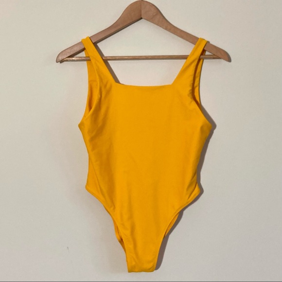 OOKIOH Yellow Square Neck One Piece Swimsuit - Picture 4 of 5